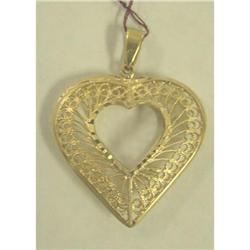 14K Yellow Gold Filigree Heart Pendant #1702596