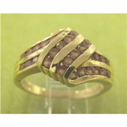14K Yellow Gold Channel Set PINK CZ Ring Sz 8 #1702601