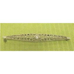 10K WG Victorian Style Diamond Filigree Bar Pin#1702604