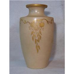 RARE TAN VASE WITH GOLD PAINT MADE IN 1926 by #1702659