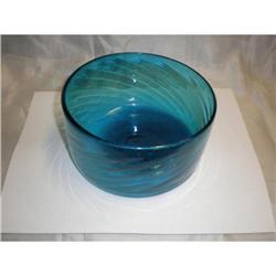 Gorgeous Blue Swirl/Ribbed  Art Glass Bowl #1702746