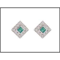 EMERALD DIAMOND EARRINGS WERE $475.00 #1702773