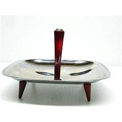 DECO CHROME/BAKELITE SQUARE DISH #1702800