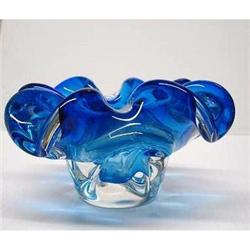 MURANO STYLE ART GLASS BLUE BOWL/ASHTRAY  #1702803