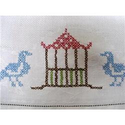 LINEN TOWEL VICTORIAN  EMBROIDERY  #1702816