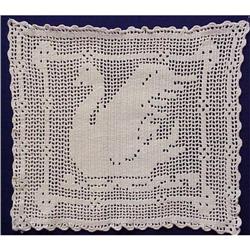 FABULOUS VICTORIAN HAND MADE FILET LACE - SWAN #1702840