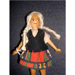1960's Polish Wooden Doll With White Hair #1703018
