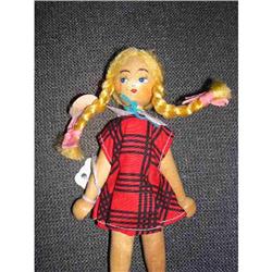 1960's Polish Wooden Doll W/ Blonde Hair & Red #1703019