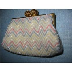 Vintage hand made in France beaded change purse#1703077