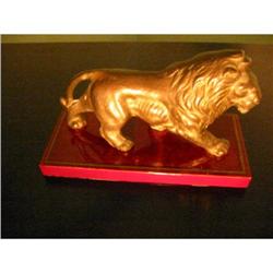 a Lion sculpture on glazed wood stand!  #1703079