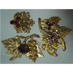 3 Designer Rhinestone Grape  Pins #1703107