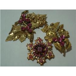 3 Designer Pink Hat Ladies Brooches #1703108