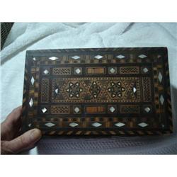 Tunbridgeware Wooden & Mother Of Pearl Box #1703109