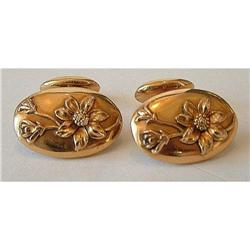 10 KARAT GOLD FLORAL CUFFLINKS #1703161