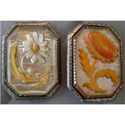 2 GLASS REVERSE PAINTED  PINS,GOOFUS GLASS #1703190