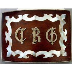 SILVER METAL,ROSE  WOOD MOTHER OF PERAL BUCKLE #1703217