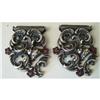 Image 1 : PAIR STERLING SILVER & GARNET SPENDER BUCKLES #1703231