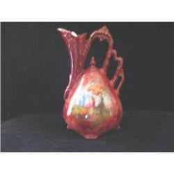 Czechoslovakian Pottery Ewer, Ornate Handle #1703241