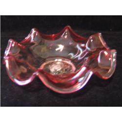 Cranberry Free Blown Cased Glass Bon Bon Dish #1703264