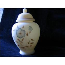 Fenton Satin Custard Glass Lidded Pot/Jar #1703268