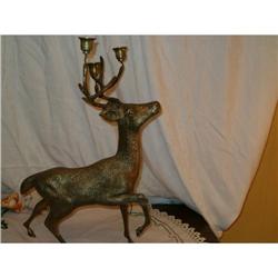 Brass deer triple candleholder #1703285