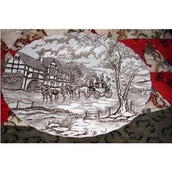 Brown White Staffordshire Ironstone Platter #1703300