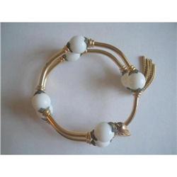 Art Deco White Milk Glass Wrap Bangle #1703401
