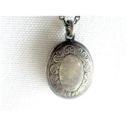 Art Nouveau Sterling Silver Locket Pendant & #1703428