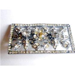 Art Nouveau Repousse Paste Rhinestone Brooch #1703429