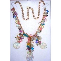 Rainbow Lucite AB Medallion Necklace  #1703432
