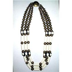 3 Strand Olive & Ivory Color Plastic Bead #1703434