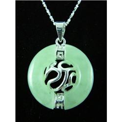 Jade Cirle Pendant Sterling Silver #3044 #1703436