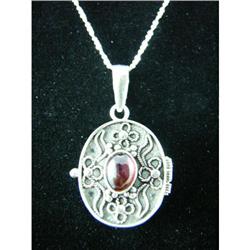 Amethyst Bead Locket Sterling Silver Pendant #1703443