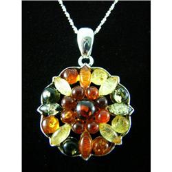 Elegant Amber & Sterling Silver Pendant #1703444