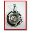 Image 1 : Onyx Alien in Glass Sterling Silver Pendant #1703645