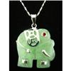 Image 1 : Jade Elephant 925 Sterling  Silver Pendant  #1703754