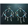Image 1 : Turquoise Hoop Sterling Silver Earrings #1703766