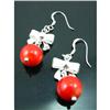Image 1 : Red Jasper Bow Dangle Sterling Silver Earrings #1703768