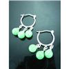 Image 1 : Jade Bead Hoop Sterling Silver Earrings #1704000