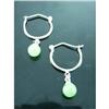 Image 1 : Green Jade Hoop Sterling Silver  Earrings #1704010