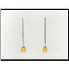 Image 1 : LONG DANGLE DIAMOND CITRINE EARRINGS (was $450)#1705373