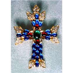 Trifari Rhinestone Cross Brooch/Pendant #1706591