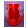 Image 1 : Crackle Glass Large Pitcher in Ruby colored #1706640