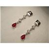 Image 1 : 14K WG White Gold Ruby Diamond Drop Earrings #1721208