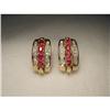Image 1 : Estate 14K YG Gold Diamond Ruby Huggie Earrings#1721210