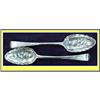 Image 1 : HESTER BATEMAN 2 REPOUSSE SILVER FRUIT SPOONS #1721521