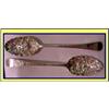 Image 1 : 2 GEORGIAN REPOUSSE SILVER BERRY SPOONS W MASKS#1721522