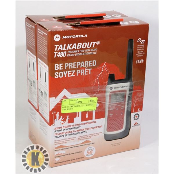 LOT OF 2 MOTOROLA TALKABOUT T480 RADIO