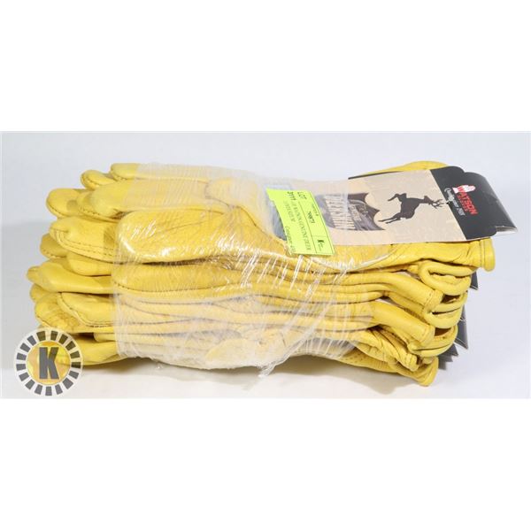 6 PAIRS OF WATSON GENUINE DEER SKIN GLOVES SIZE M