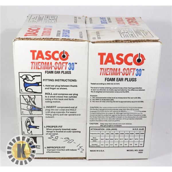 LOT OF 2 TASCO THERMA SOFT 30 CORDED EAR PLUGS